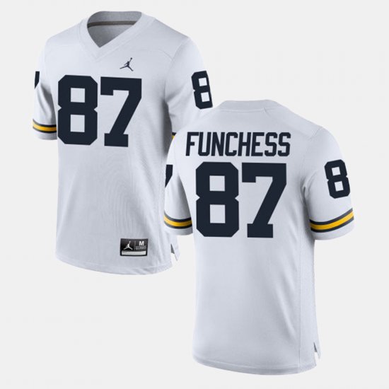 #87 Dominique Funchess Alumni Football Game Wolverines Men\'s White Jersey 501456-640