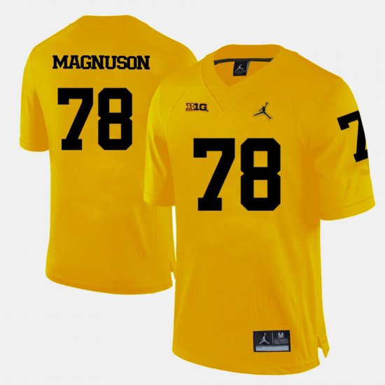 #78 Erik Magnuson College Football Michigan Men\'s Yellow Jersey 491895-432