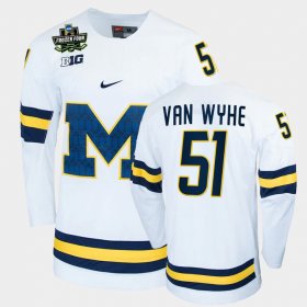 #51 Garrett Van Wyhe College Hockey Wolverines 2022 Frozen Four NCAA Hockey Men's White Jersey 257338-650