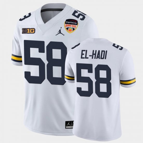 #58 Giovanni El-hadi 2021 Orange Bowl University of Michigan Game Men\'s White Jersey 946326-219