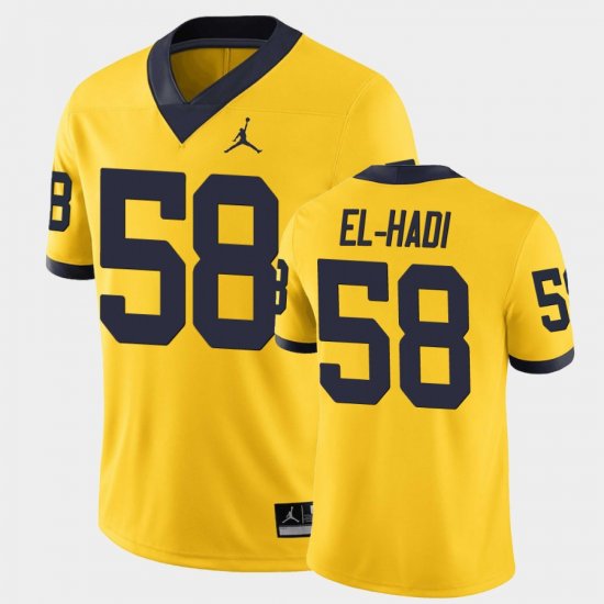 #58 Giovanni El-Hadi Game University of Michigan Men\'s Maize Jersey 503291-751