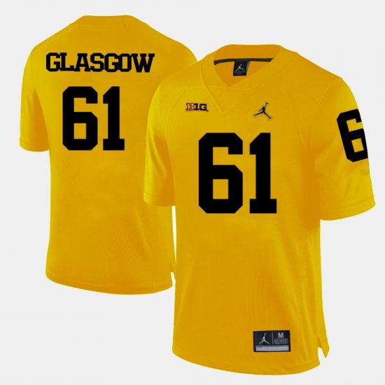 #61 Graham Glasgow College Football Wolverines Men\'s Yellow Jersey 601598-833