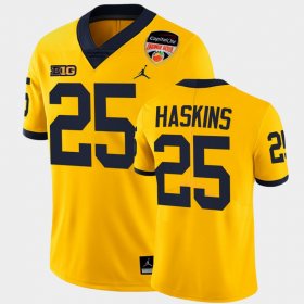 #25 Hassan Haskins 2021 Orange Bowl Michigan Wolverines Playoffs Limited Mens Maize Jersey 348350-129