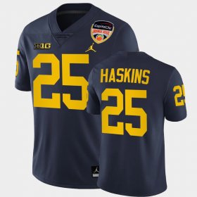 #25 Hassan Haskins 2021 Orange Bowl Wolverines College Football Playoff Mens Navy Jersey 626752-749