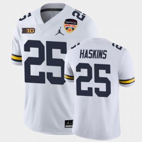 #25 Hassan Haskins 2021 Orange Bowl Michigan Wolverines Game Mens White Jersey 424603-239