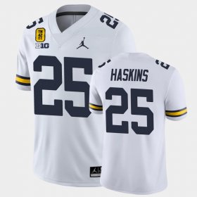 #25 Hassan Haskins College Football Michigan TM 42 Game Mens White Jersey 638122-322