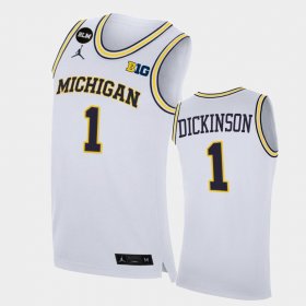 #1 Hunter Dickinson College Basketball Michigan Wolverines Men's White Jersey 991756-328