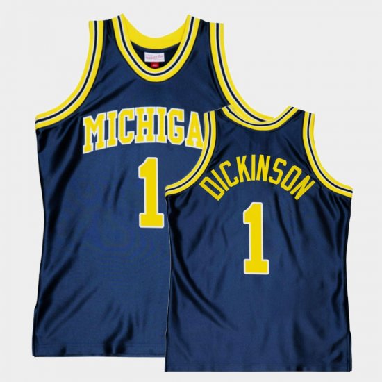 #1 Hunter Dickinson Throwback Wolverines College Basketball Men\'s Navy Jersey 549207-297