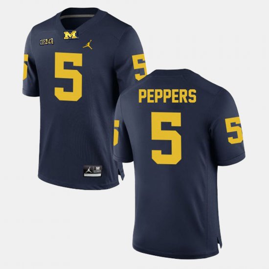 #5 Jabrill Peppers Alumni Football Game Michigan Wolverines Men\'s Navy Jersey 563194-426