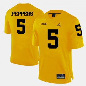 #5 Jabrill Peppers College Football Michigan Men's Yellow Jersey 430012-781