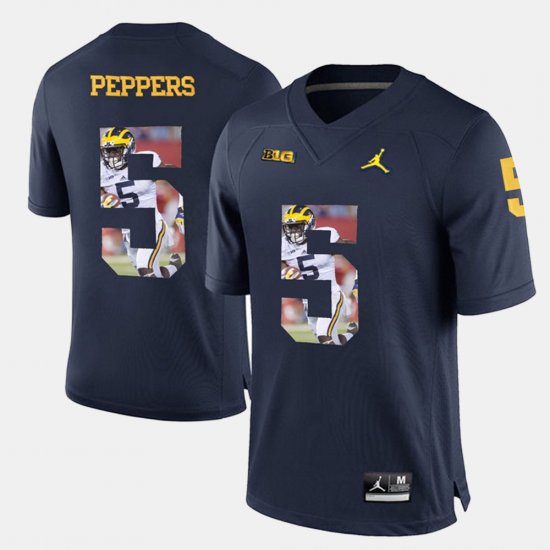 #5 Jabrill Peppers Player Pictorial Michigan Men Navy Blue Jersey 264628-337