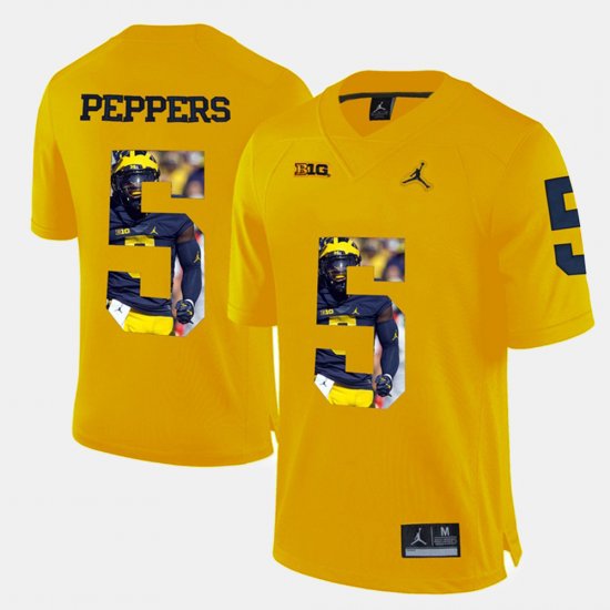 #5 Jabrill Peppers Player Pictorial Michigan Wolverines Men\'s Yellow Jersey 996246-729