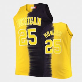 #25 Jace Howard College Basketball Michigan Classic Tie-Dye Color Crash Mens Navy Maize Jersey 541052-152