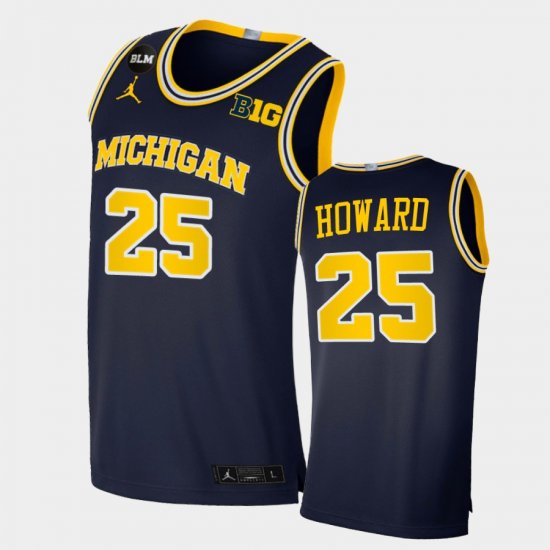 #25 Jace Howard College Basketball Michigan Wolverines Limited Men\'s Navy Jersey 197468-319