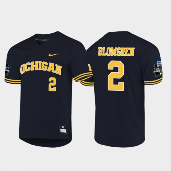 #2 Jack Blomgren 2019 NCAA Baseball College World Series Michigan Mens Navy Jersey 403704-583