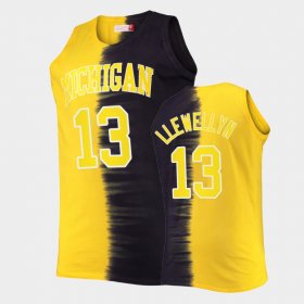 #13 Jaelin Llewellyn College Basketball Michigan Classic Tie-Dye Color Crash Men Navy Maize Jersey 704587-254