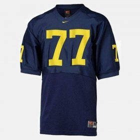 #77 Jake Long College Football Michigan Men Blue Jersey 584595-346