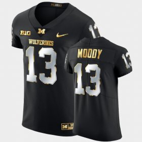 #13 Jake Moody Golden Edition Michigan Wolverines 2021-22 Elite Football Men's Black Jersey 435528-573