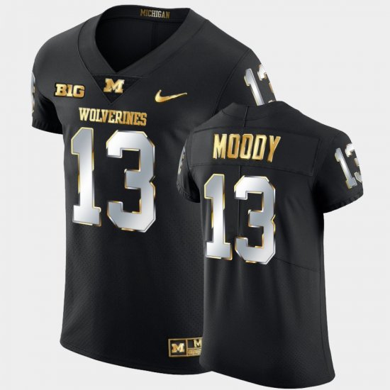 #13 Jake Moody Golden Edition Michigan Wolverines 2021-22 Elite Football Men\'s Black Jersey 435528-573