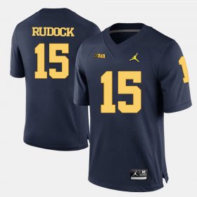 #15 Jake Rudock College Football University of Michigan Men Navy Blue Jersey 946435-913