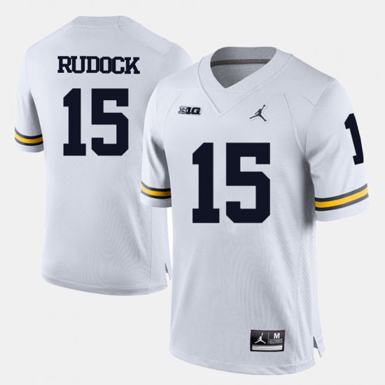 #15 Jake Rudock College Football Michigan Men\'s White Jersey 603847-566