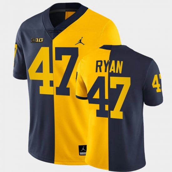 #47 Jake Ryan Split Edition Wolverines Alumni Men\'s Navy Maize Jersey 634604-506