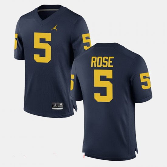 #5 Jalen Rose Alumni Football Game Wolverines Men\'s Navy Jersey 628335-125