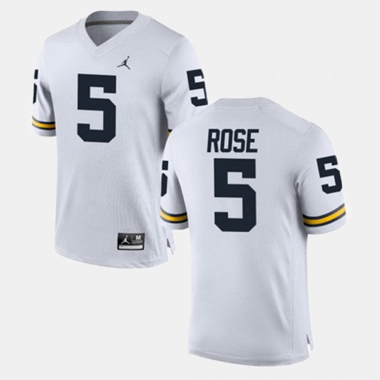 #5 Jalen Rose Alumni Football Game Wolverines Mens White Jersey 906984-327