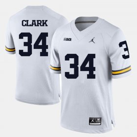 #34 Jeremy Clark College Football Michigan Men White Jersey 836554-383