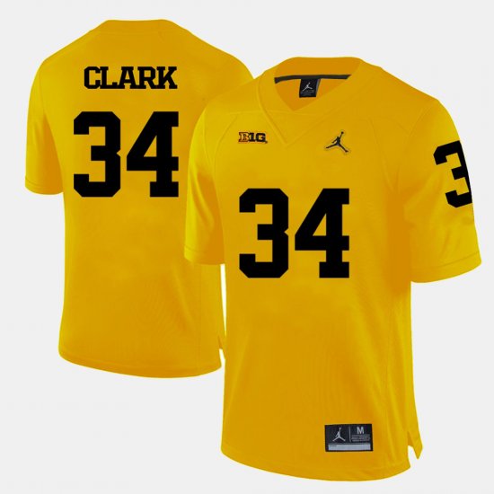 #34 Jeremy Clark College Football Michigan Men Yellow Jersey 736070-519