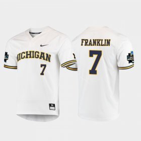 #7 Jesse Franklin 2019 NCAA Baseball College World Series Wolverines Mens White Jersey 116481-419