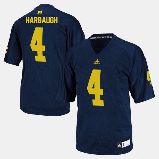 #4 Jim Harbaugh College Football Wolverines Men Navy Jersey 764112-666