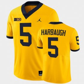 #5 Jim Harbaugh University of Michigan National award winner Limited Men's Maize Jersey 814396-851