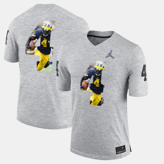 #4 Jim Harbaugh Player Pictorial Michigan Men\'s Gray Jersey 184483-681