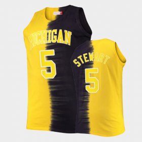 #5 Joe Stewart College Basketball Michigan Wolverines Classic Tie-Dye Color Crash Men Navy Maize Jersey 565730-435