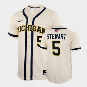 #5 Joe Stewart College Baseball Wolverines 2022 Full-Button Men's White Jersey 759623-904