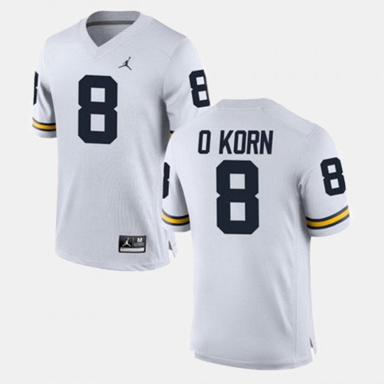 #8 John O\'Korn Alumni Football Game University of Michigan Mens White Jersey 946729-605