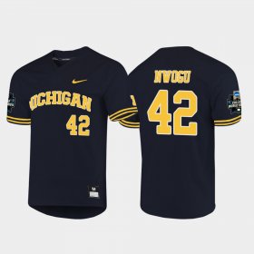 #42 Jordan Nwogu 2019 NCAA Baseball College World Series University of Michigan Men Navy Jersey 466623-984 #42 Jordan Nwogu 2019 NCAA Baseball College World Series University of Michigan Men Navy Jersey 466623-984