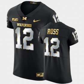 #12 Josh Ross Golden Edition Michigan 2021-22 Elite Football Men Black Jersey 430870-487