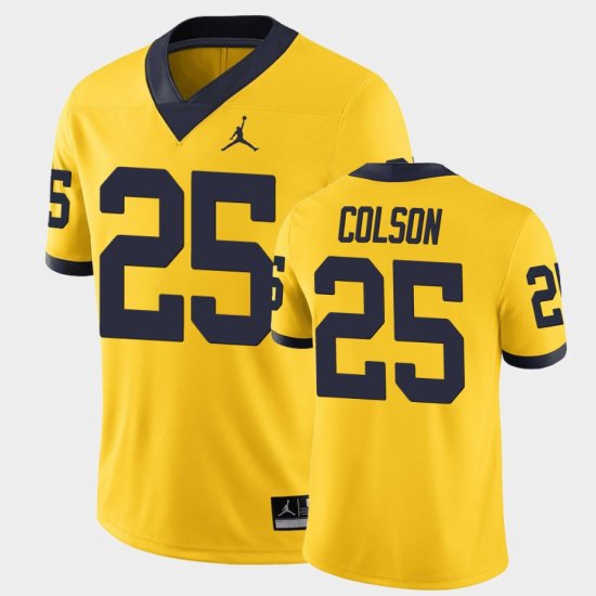 #25 Junior Colson Game Michigan Mens Maize Jersey 152271-673