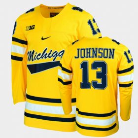 #13 Kent Johnson College Hockey University of Michigan Replica Men Maize Jersey 634408-444