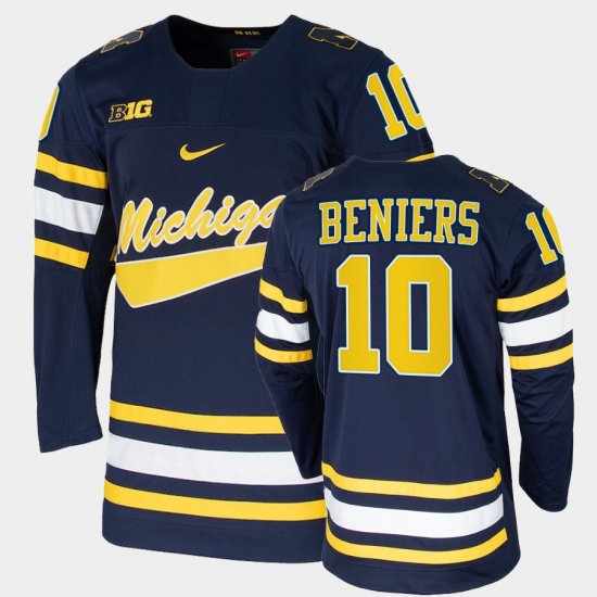 #10 Matty Beniers College Hockey Wolverines Replica Mens Navy Jersey 886424-146