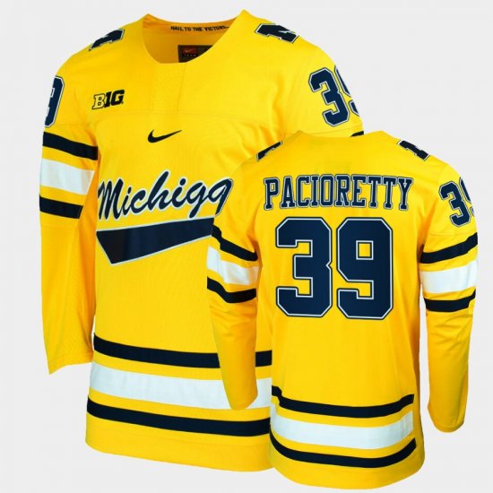 #39 Max Pacioretty College Hockey University of Michigan Alumni Men Maize Jersey 813978-411