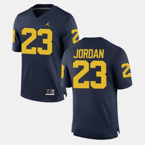 #23 Michael Jordan Alumni Football Game Michigan Wolverines Men\'s Navy Jersey 269524-455