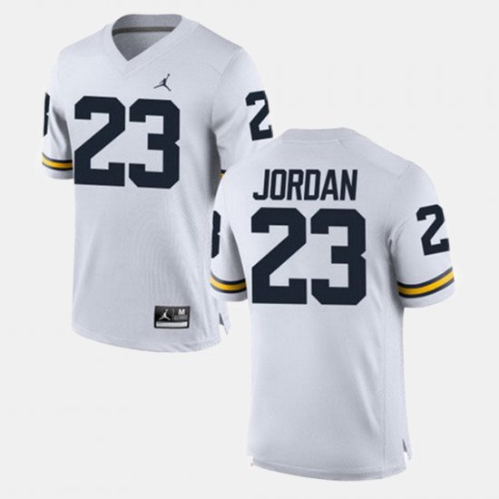 #23 Michael Jordan Alumni Football Game Michigan Men\'s White Jersey 151038-664