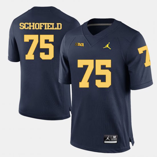 #75 Michael Schofield College Football Michigan Mens Navy Blue Jersey 622911-150