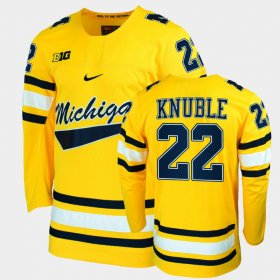 #22 Mike Knuble College Hockey Michigan Alumni Mens Maize Jersey 290885-307