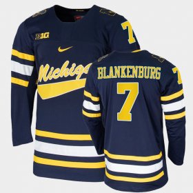 #7 Nick Blankenburg College Hockey University of Michigan Replica Mens Navy Jersey 433186-517