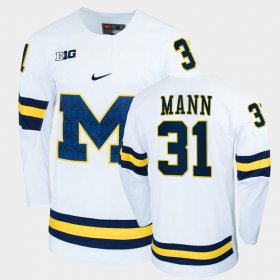 #31 Strauss Mann College Hockey Wolverines Replica Men White Jersey 857491-646