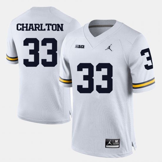 #33 Taco Charlton College Football Wolverines Men\'s White Jersey 289989-274